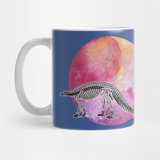 Dinosaur Skeleton in Space Red Planet with Mountain Mug